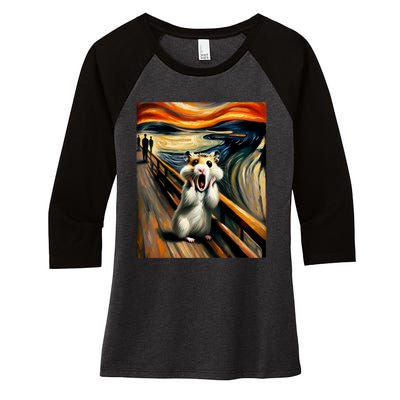 Scream For Hamster Lovers | Artistic Hamster Women's Tri-Blend 3/4-Sleeve Raglan Shirt