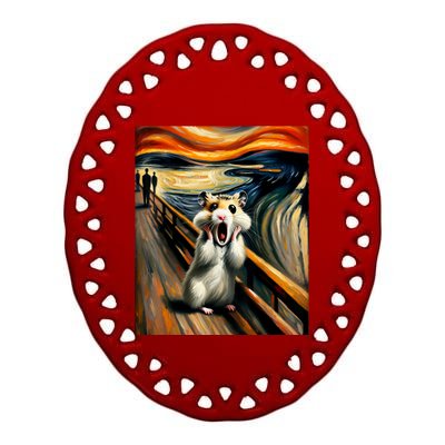 Scream For Hamster Lovers | Artistic Hamster Ceramic Oval Ornament