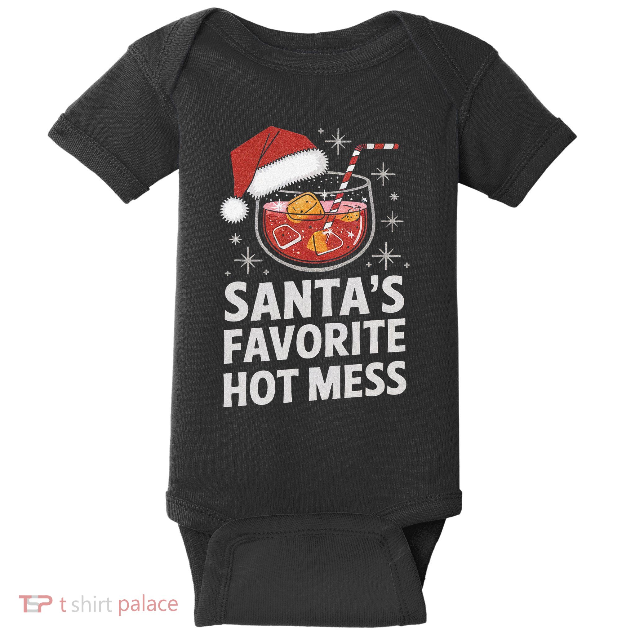 SantaS Favorite Hot Mess Christmas Xmas Drink Baby Bodysuit