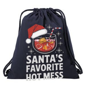 SantaS Favorite Hot Mess Christmas Xmas Drink Drawstring Bag