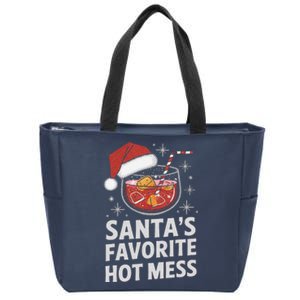 SantaS Favorite Hot Mess Christmas Xmas Drink Zip Tote Bag