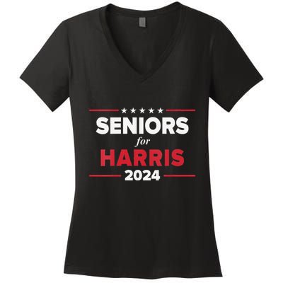 Seniors For Harris 2024 Kamala Harris For President Women's V-Neck T-Shirt