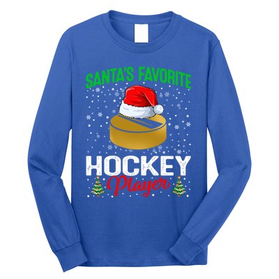 Santas Favorite Hockey Player Matching Family Christmas Meaningful Gift Long Sleeve Shirt