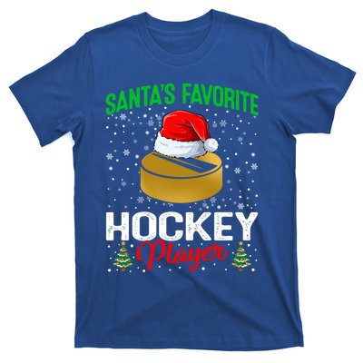 Santas Favorite Hockey Player Matching Family Christmas Meaningful Gift T-Shirt