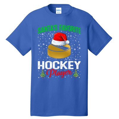 Santas Favorite Hockey Player Matching Family Christmas Meaningful Gift Tall T-Shirt