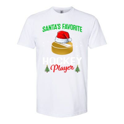 Santas Favorite Hockey Player Matching Family Christmas Meaningful Gift Softstyle CVC T-Shirt