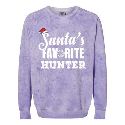 SantaS Favorite Hunter Funny Deer Hunting Christmas Gift Colorblast Crewneck Sweatshirt