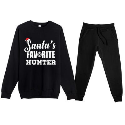 SantaS Favorite Hunter Funny Deer Hunting Christmas Gift Premium Crewneck Sweatsuit Set