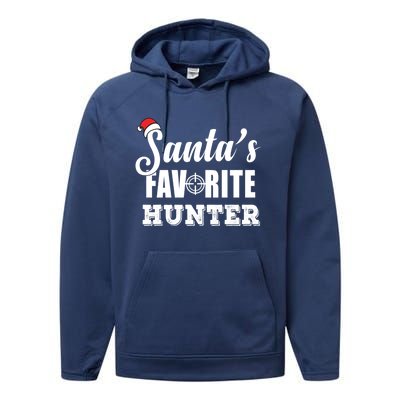 SantaS Favorite Hunter Funny Deer Hunting Christmas Gift Performance Fleece Hoodie