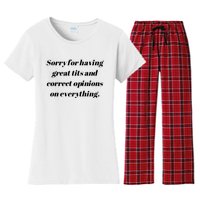 Sorry For Having Great Tits And Correct Opinions On Everything Women's Flannel Pajama Set