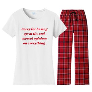 Sorry For Having Great Tits And Correct Opinions On Everything Mug Accent Women's Flannel Pajama Set