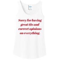 Sorry For Having Great Tits And Correct Opinions On Everything Mug Accent Ladies Essential Tank