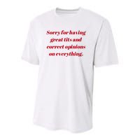 Sorry For Having Great Tits And Correct Opinions On Everything Mug Accent Youth Performance Sprint T-Shirt