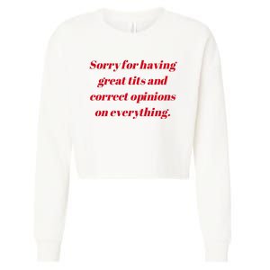 Sorry For Having Great Tits And Correct Opinions On Everything Mug Accent Cropped Pullover Crew