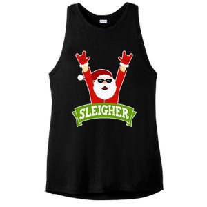 Sleigher Funny Heavy Metal Music Santa Christmas Ladies PosiCharge Tri-Blend Wicking Tank