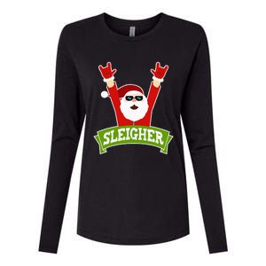 Sleigher Funny Heavy Metal Music Santa Christmas Womens Cotton Relaxed Long Sleeve T-Shirt