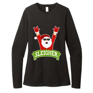 Sleigher Funny Heavy Metal Music Santa Christmas Womens CVC Long Sleeve Shirt