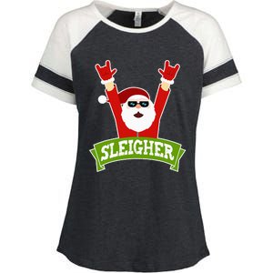 Sleigher Funny Heavy Metal Music Santa Christmas Enza Ladies Jersey Colorblock Tee