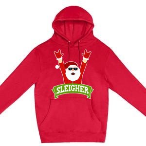 Sleigher Funny Heavy Metal Music Santa Christmas Premium Pullover Hoodie