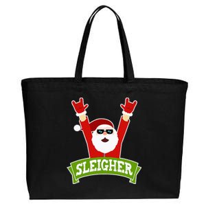 Sleigher Funny Heavy Metal Music Santa Christmas Cotton Canvas Jumbo Tote