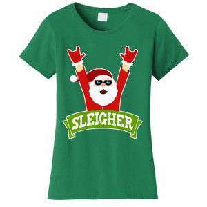 Sleigher Funny Heavy Metal Music Santa Christmas Women's T-Shirt