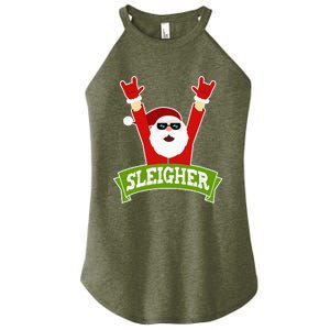 Sleigher Funny Heavy Metal Music Santa Christmas Women's Perfect Tri Rocker Tank