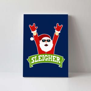 Sleigher Funny Heavy Metal Music Santa Christmas Canvas