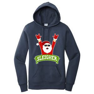 Sleigher Funny Heavy Metal Music Santa Christmas Women's Pullover Hoodie