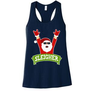 Sleigher Funny Heavy Metal Music Santa Christmas Women's Racerback Tank