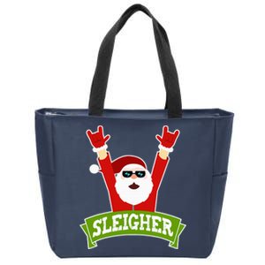 Sleigher Funny Heavy Metal Music Santa Christmas Zip Tote Bag