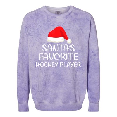 SantaS Favorite Hockey Player Matching Family Xmas Great Gift Colorblast Crewneck Sweatshirt