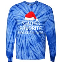 SantaS Favorite Hockey Player Matching Family Xmas Great Gift Tie-Dye Long Sleeve Shirt