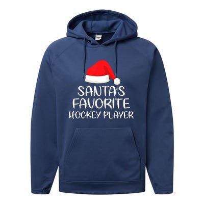 SantaS Favorite Hockey Player Matching Family Xmas Great Gift Performance Fleece Hoodie