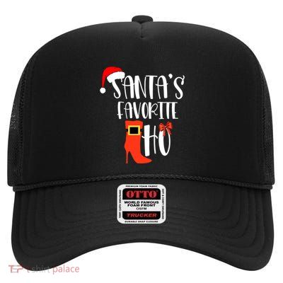 SantaS Favorite Ho Inappropriate Christmas Gift High Crown Mesh Back Trucker Hat