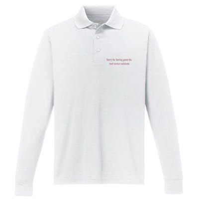 Sorry For Having Great Tits And Correct Opinions Cute Funny Performance Long Sleeve Polo