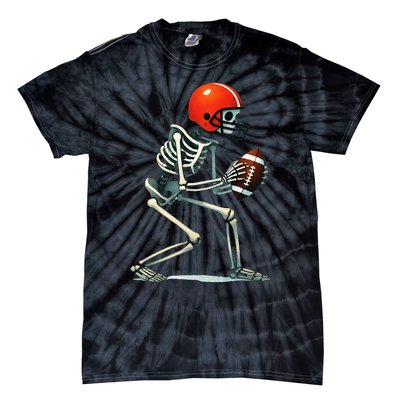 Skeleton Football Halloween Costume Tie-Dye T-Shirt