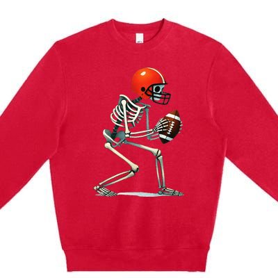 Skeleton Football Halloween Costume Premium Crewneck Sweatshirt