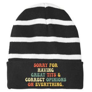 Sorry For Having Great Tits And Correct Opinions On Striped Beanie with Solid Band