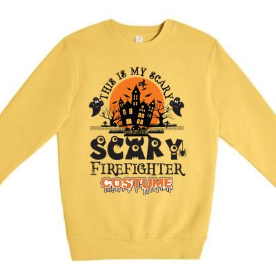 Scary Firefighter Halloween Costume Gift Premium Crewneck Sweatshirt