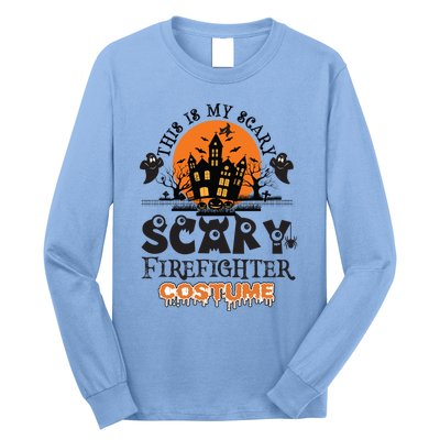 Scary Firefighter Halloween Costume Gift Long Sleeve Shirt