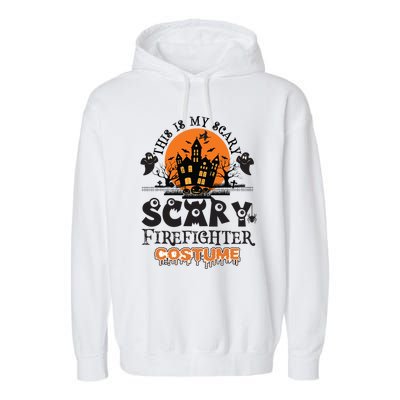 Scary Firefighter Halloween Costume Gift Garment-Dyed Fleece Hoodie