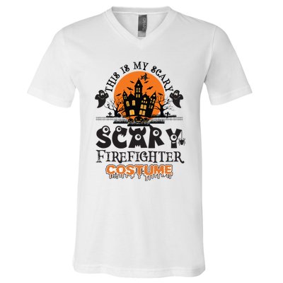 Scary Firefighter Halloween Costume Gift V-Neck T-Shirt