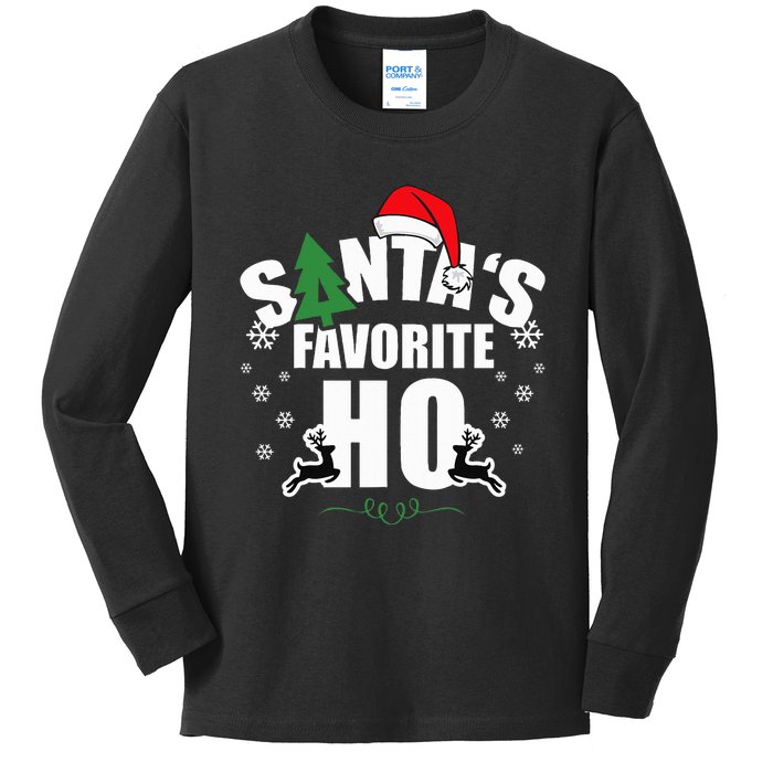 SantaS Favorite Ho Christmas Funny Saying Kids Long Sleeve Shirt