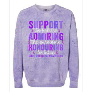 Support Fighters Honouring Taken Drug Overdose Awareness Gift Colorblast Crewneck Sweatshirt