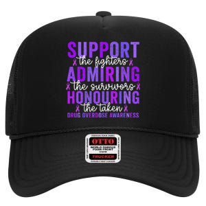 Support Fighters Honouring Taken Drug Overdose Awareness Gift High Crown Mesh Back Trucker Hat