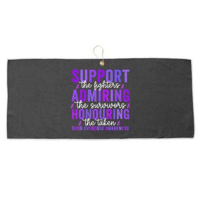 Support Fighters Honouring Taken Drug Overdose Awareness Gift Large Microfiber Waffle Golf Towel