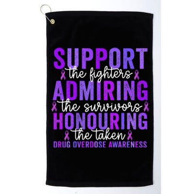 Support Fighters Honouring Taken Drug Overdose Awareness Gift Platinum Collection Golf Towel