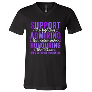 Support Fighters Honouring Taken Drug Overdose Awareness V-Neck T-Shirt