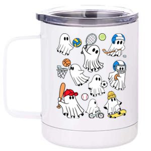 Sports Funny Halloween Collection Of Many Cute Baby Ghosts Gift 12 oz Stainless Steel Tumbler Cup