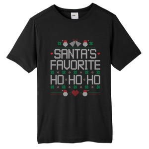 SantaS Favorite Ho Ho Ho Ugly Christmas Funny Quote Gift Tall Fusion ChromaSoft Performance T-Shirt